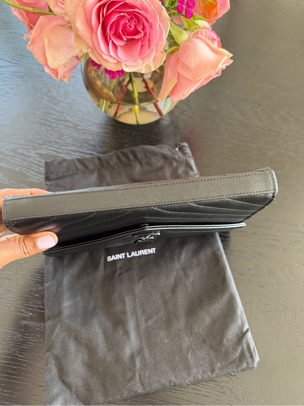 **LIKE NEW Saint Laurent Black Wallet-On-Chain - Picture 5 of 12